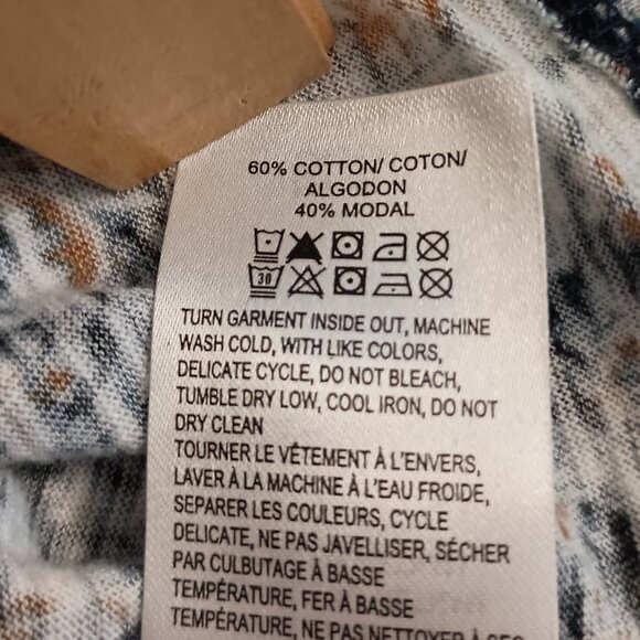 Lucky Brand Women’s Blue Printed V-Neck Jersey Top Button Front Size Large - Picture 9 of 16